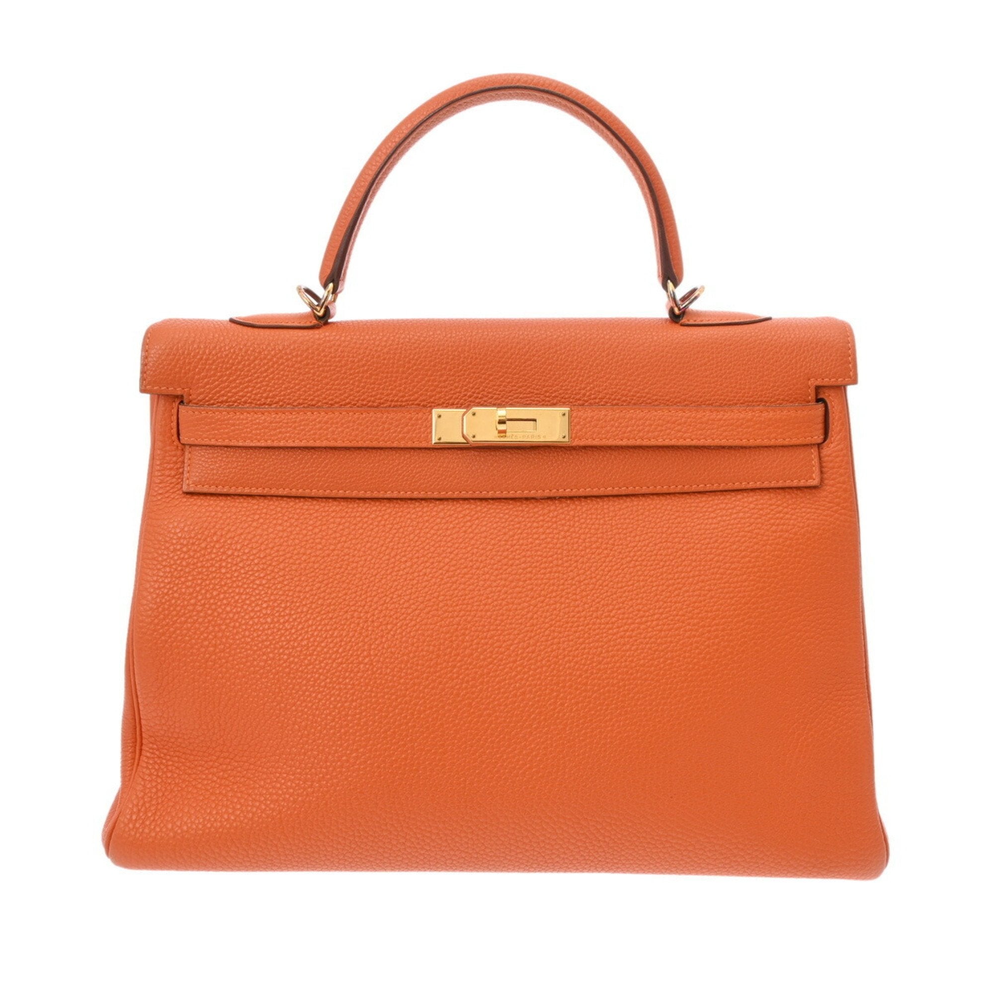 Hermès Kelly 35 Orange Leather Handbag 