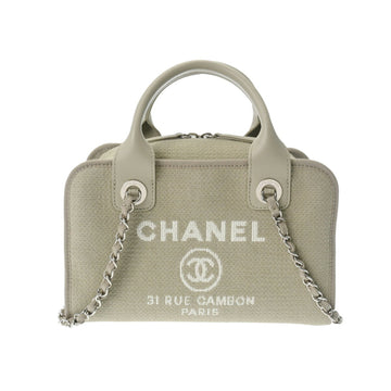 Chanel Deauville Grey Canvas Handbag 