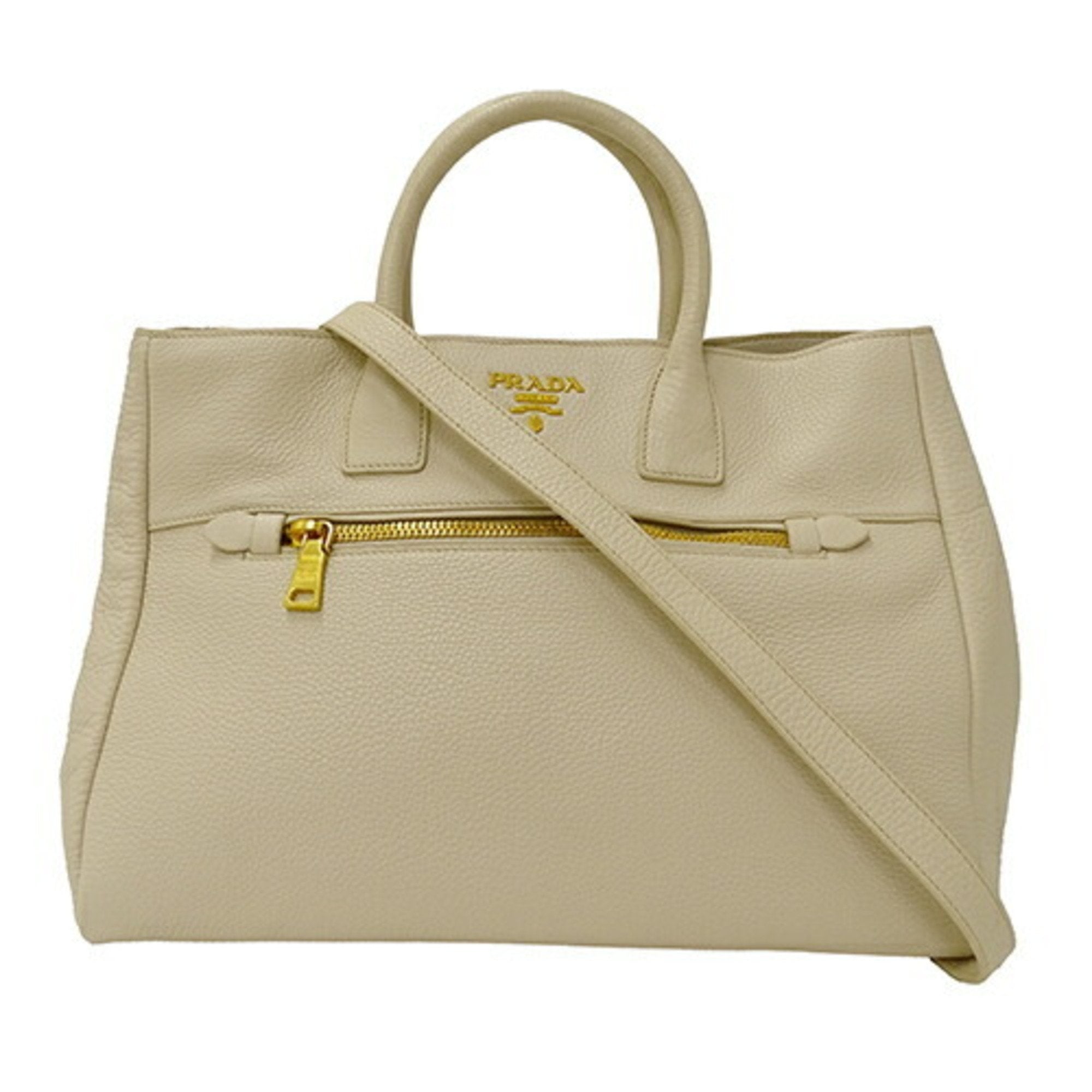 Prada Saffiano Ecru Leather Handbag 