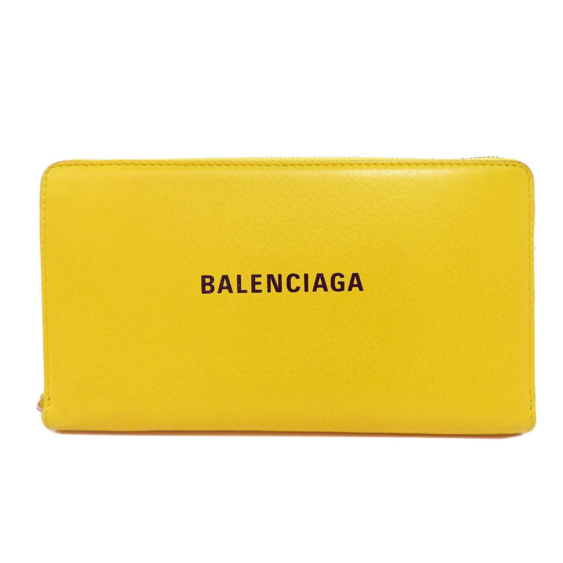 Balenciaga Continental Zip Around Yellow Leather Wallet 