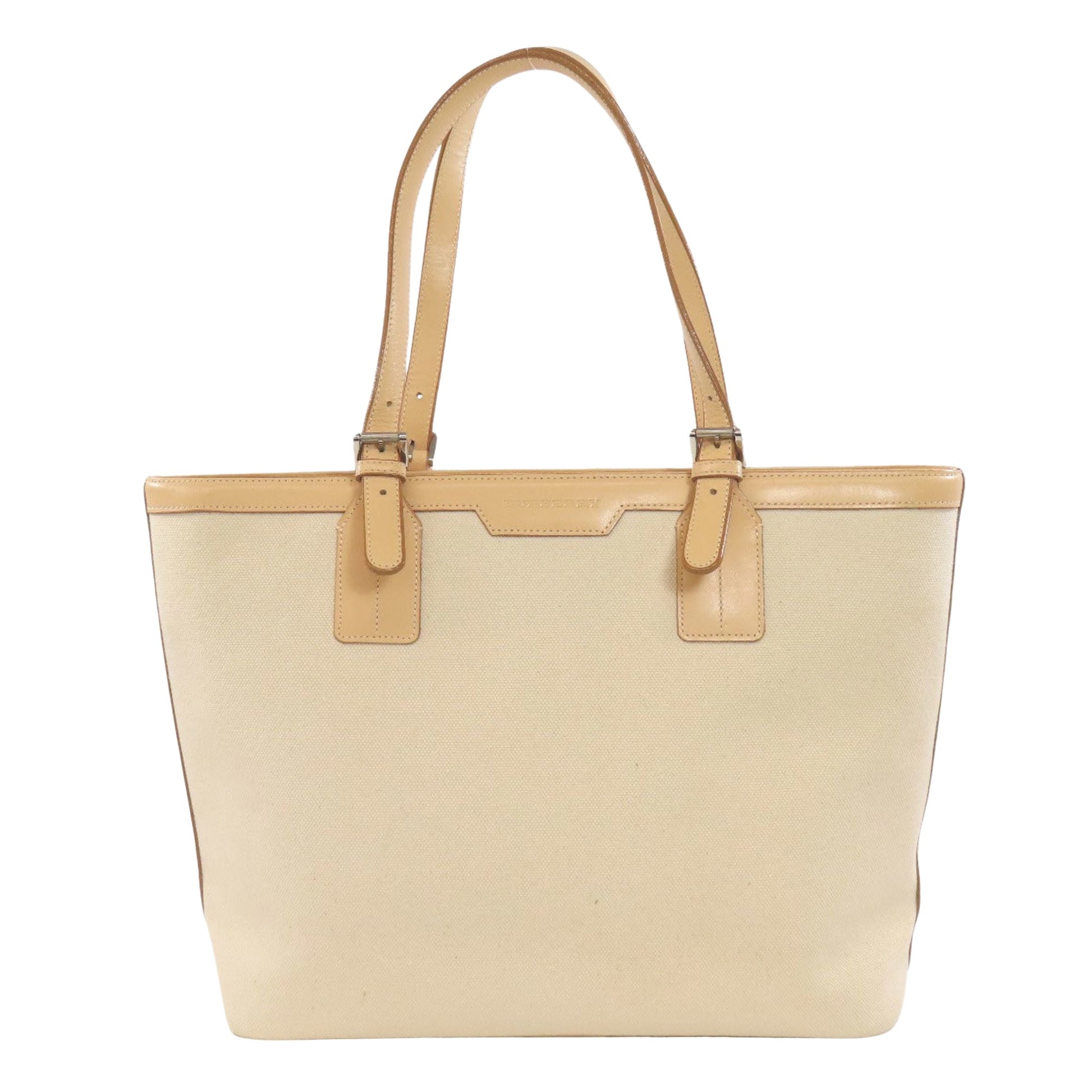 Burberry Tote Bag Beige Canvas Tote Bag