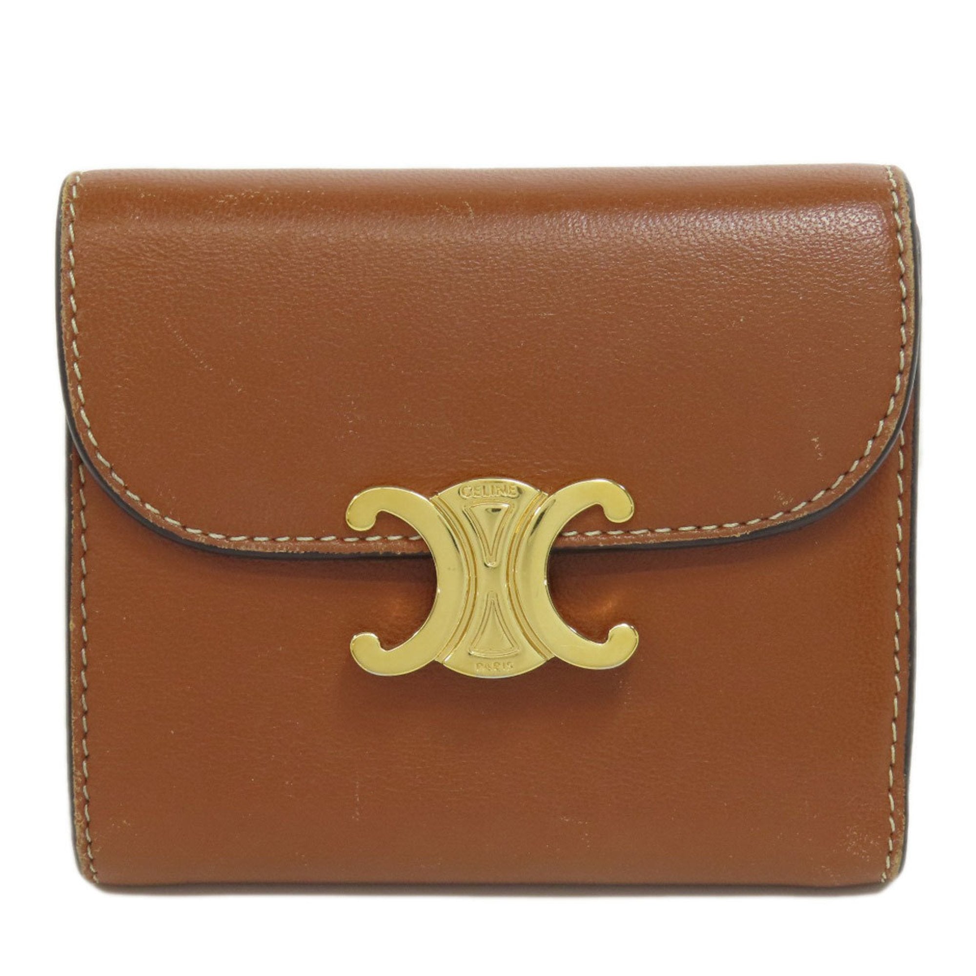 Céline Triomphe Brown Leather Wallet 