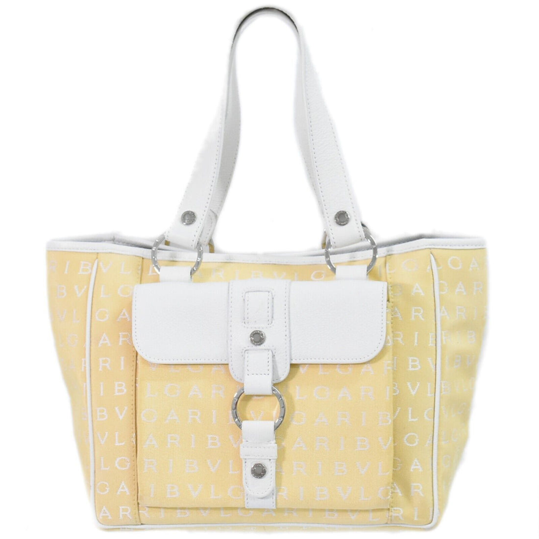 Bulgari Logo mania Yellow Canvas Handbag 