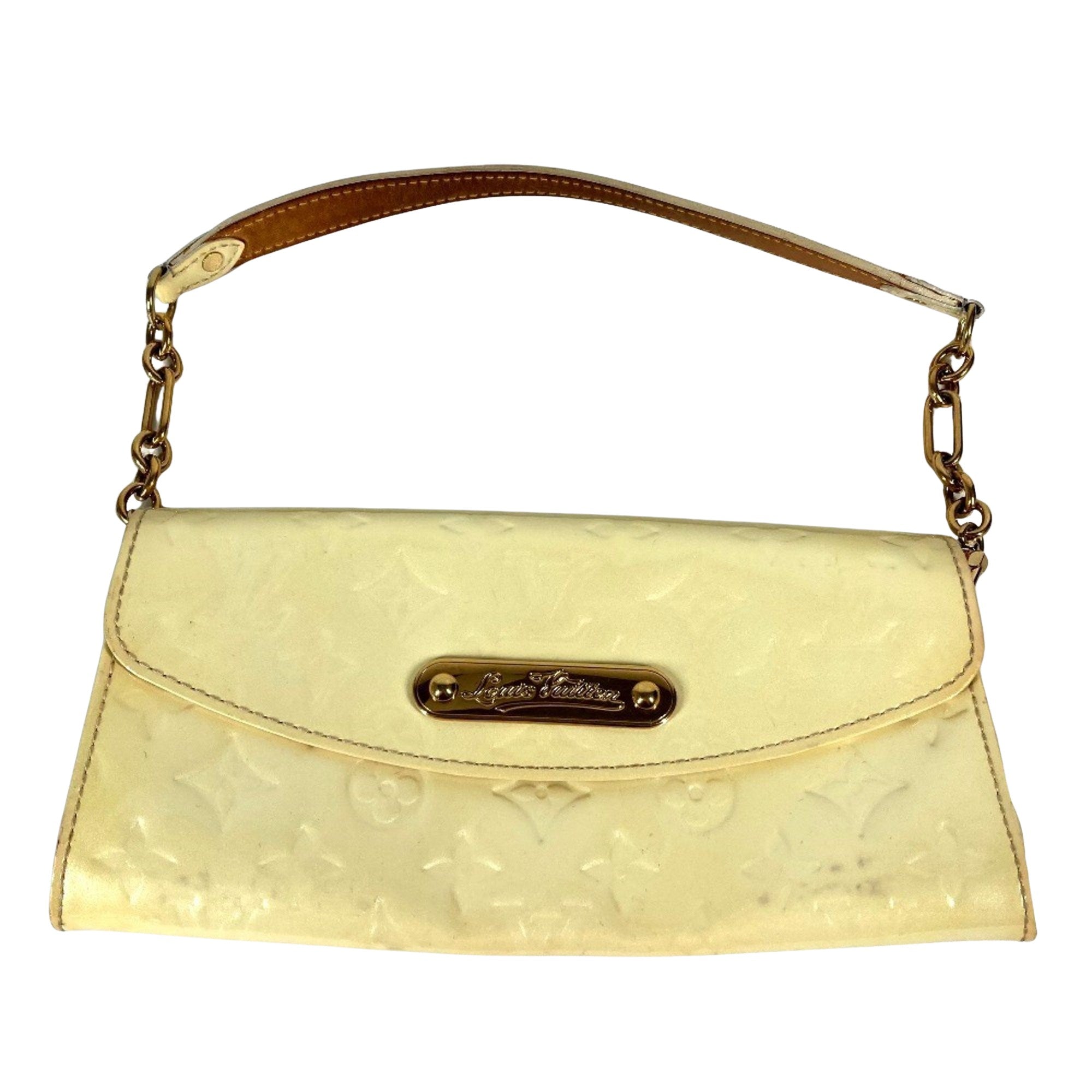 Louis Vuitton Sunset Boulevard Beige Patent Leather Clutch Bag