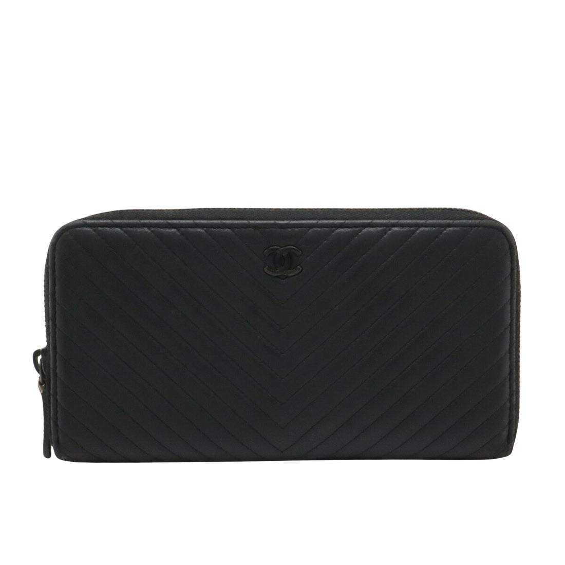 Chanel Chevron Black Leather Wallet 