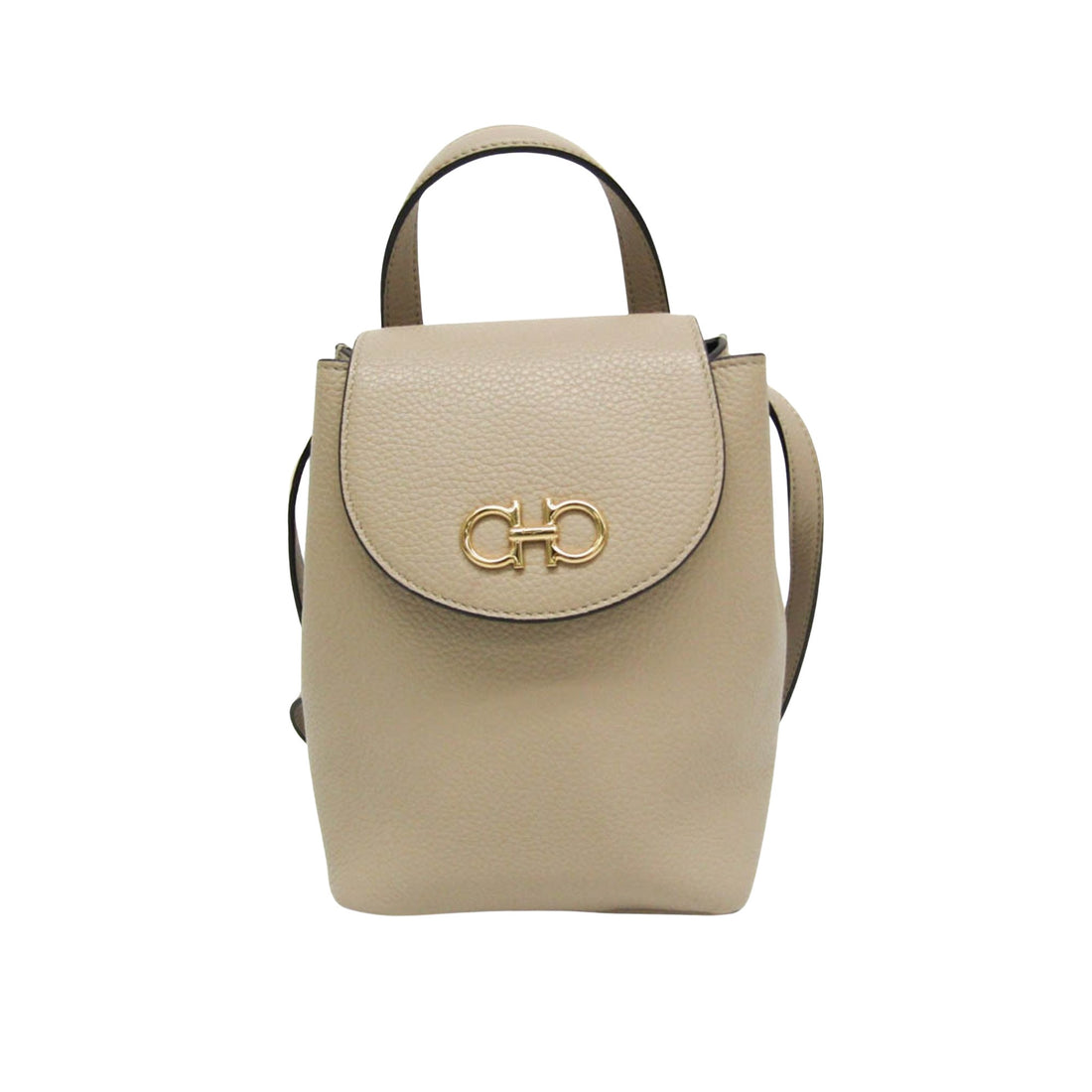 Salvatore Ferragamo Gancini Beige Leather Backpack Bag