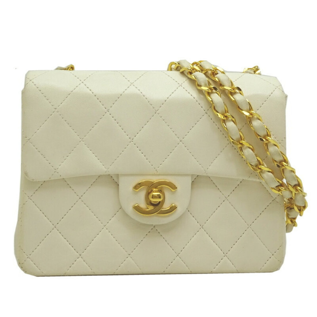 Chanel Matelassé White Leather Shoulder Bag