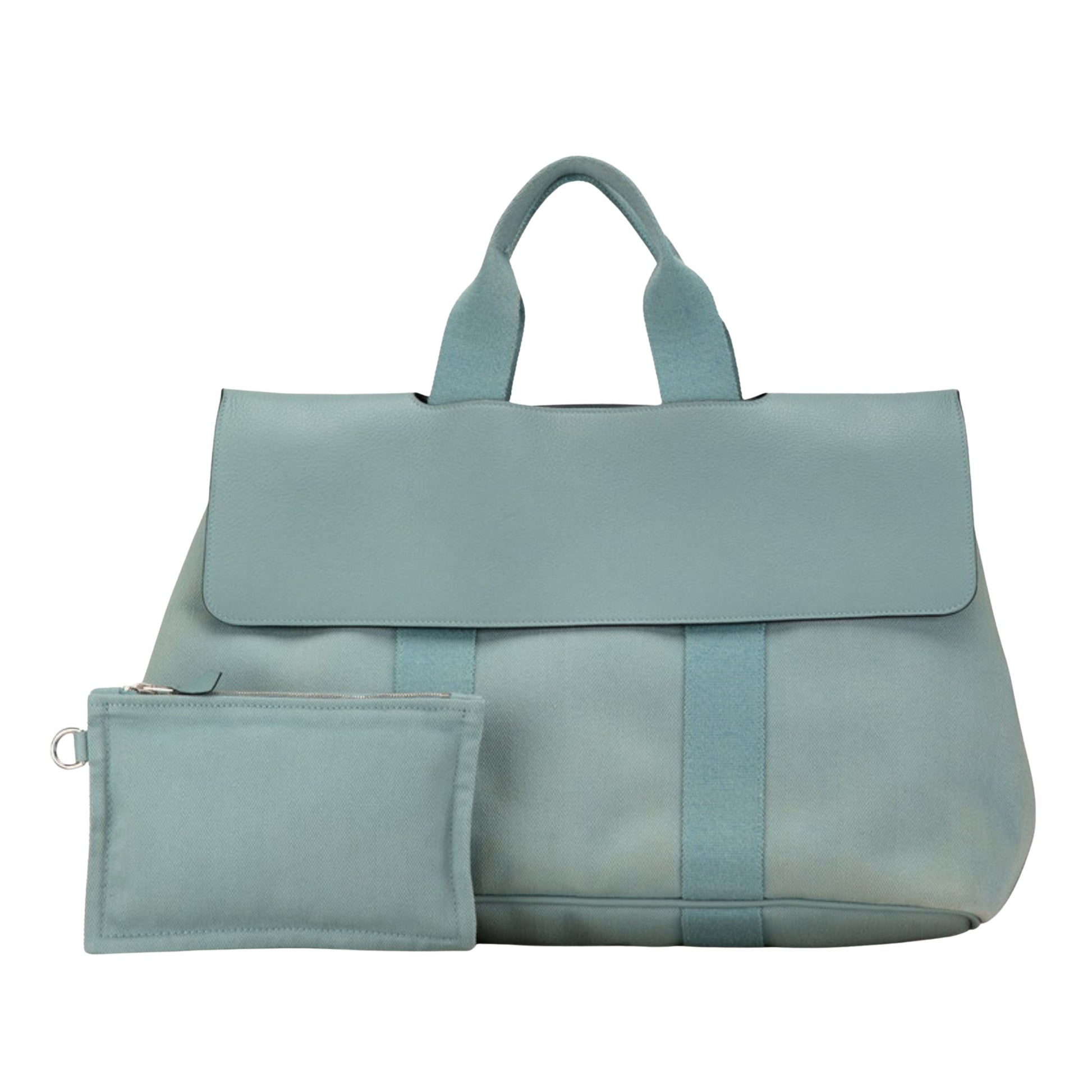 Hermès Valparaiso Turquoise Canvas Handbag 