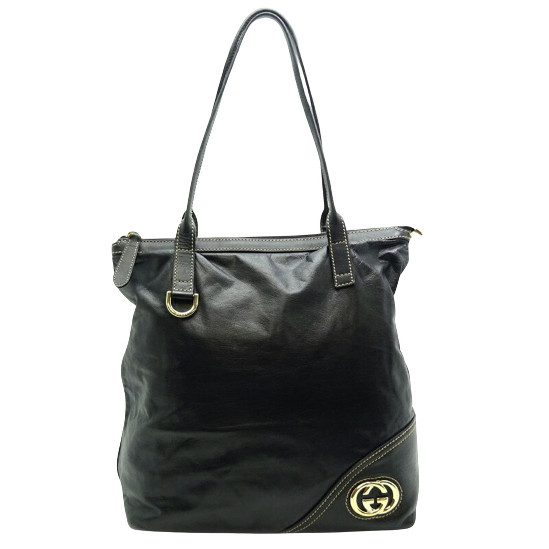 Gucci GG canvas Black Leather Tote Bag