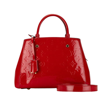 Louis Vuitton Montaigne Red Patent Leather Handbag 