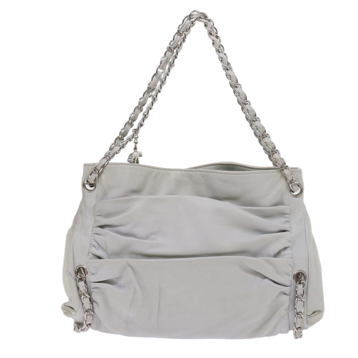 Chanel Grey Leather Shoulder Bag