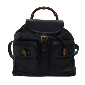 Gucci Bamboo Black Leather Backpack Bag