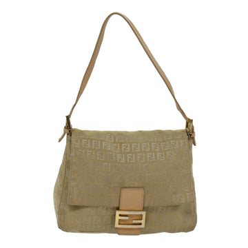 Fendi Mamma Baguette Beige Canvas Shoulder Bag