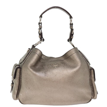 Prada Vitello Silver Leather Shoulder Bag