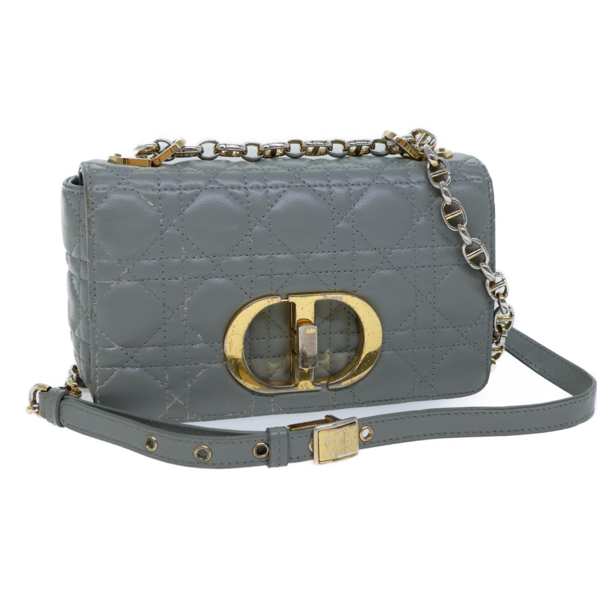 Dior Dior Caro Grey Leather Shoulder Bag