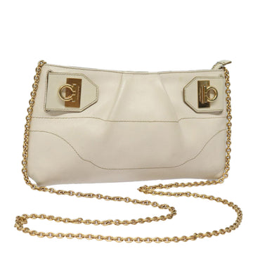 Salvatore Ferragamo Gancini White Leather Shoulder Bag