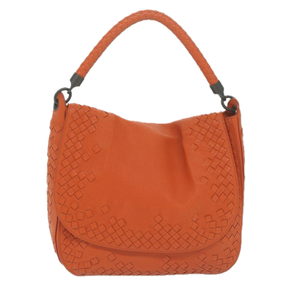 Bottega Veneta Intrecciato Orange Leather Shoulder Bag