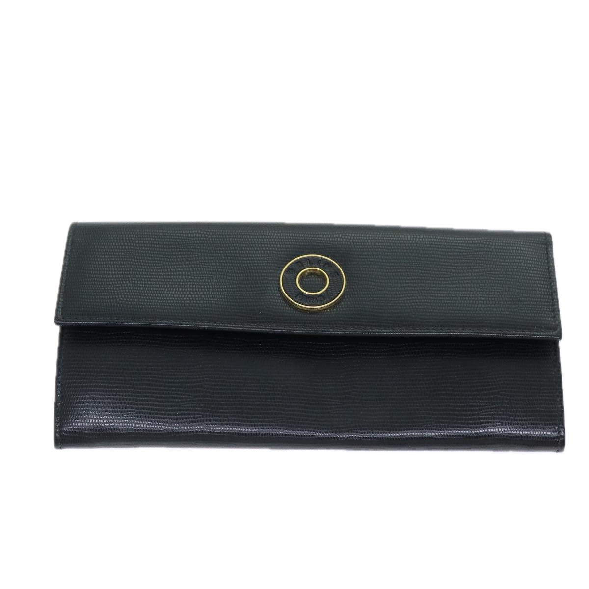 Céline Logo du cercle Black Leather Wallet 