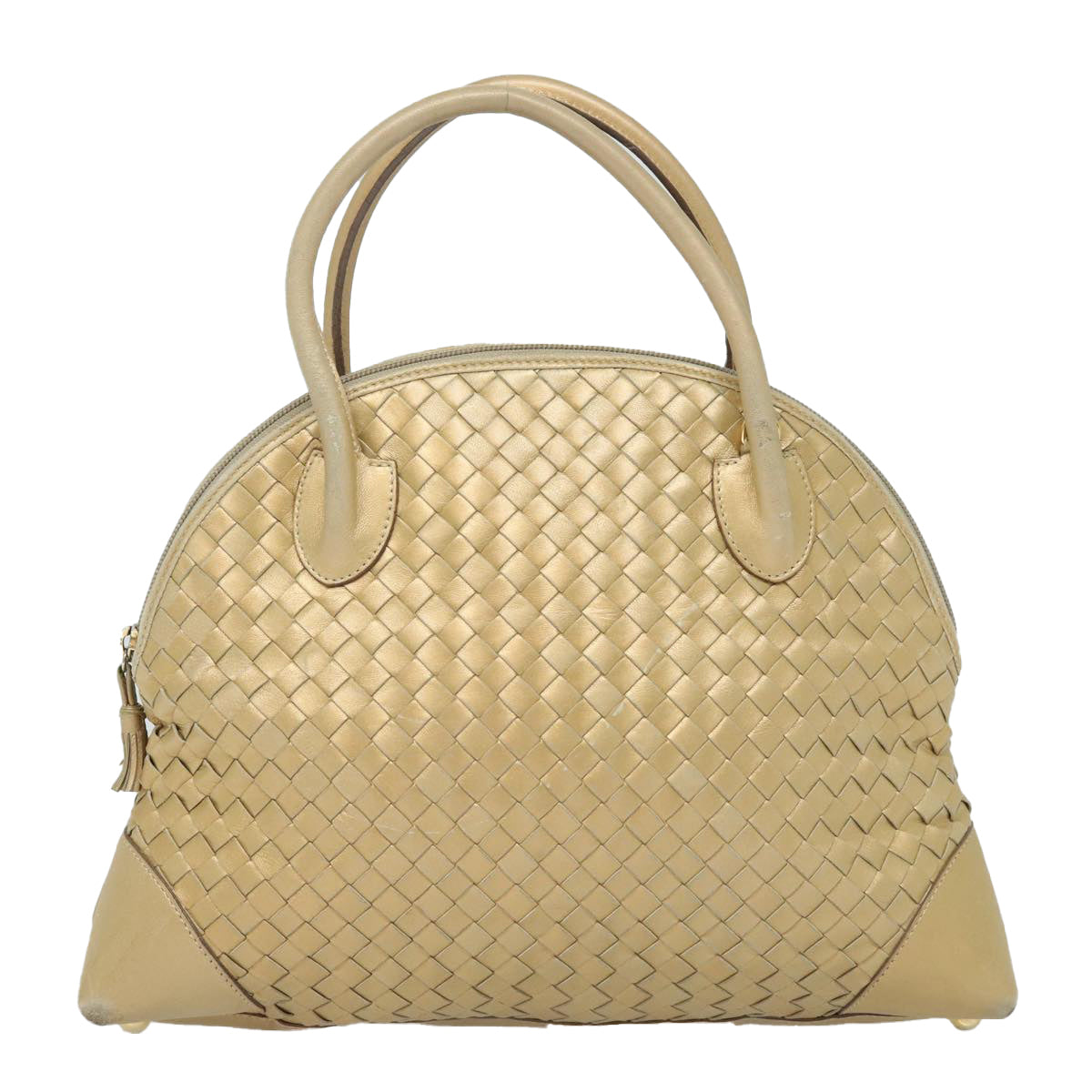 Bottega Veneta Intrecciato Gold Leather Handbag 