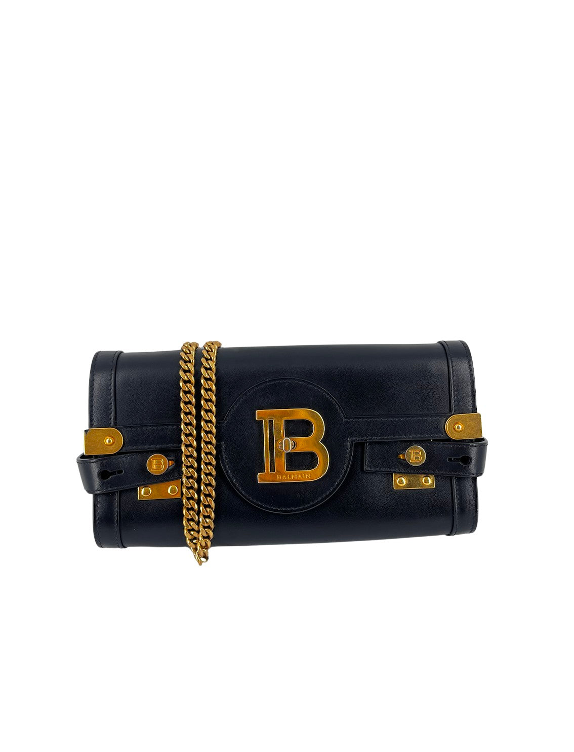 Balmain Bbuzz Black Leather Shoulder Bag