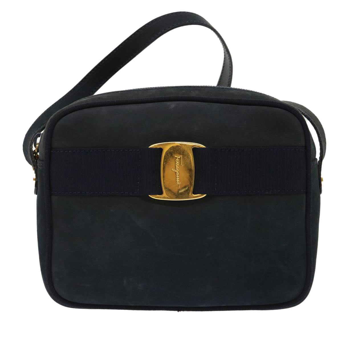 Salvatore Ferragamo Black Suede Shoulder Bag