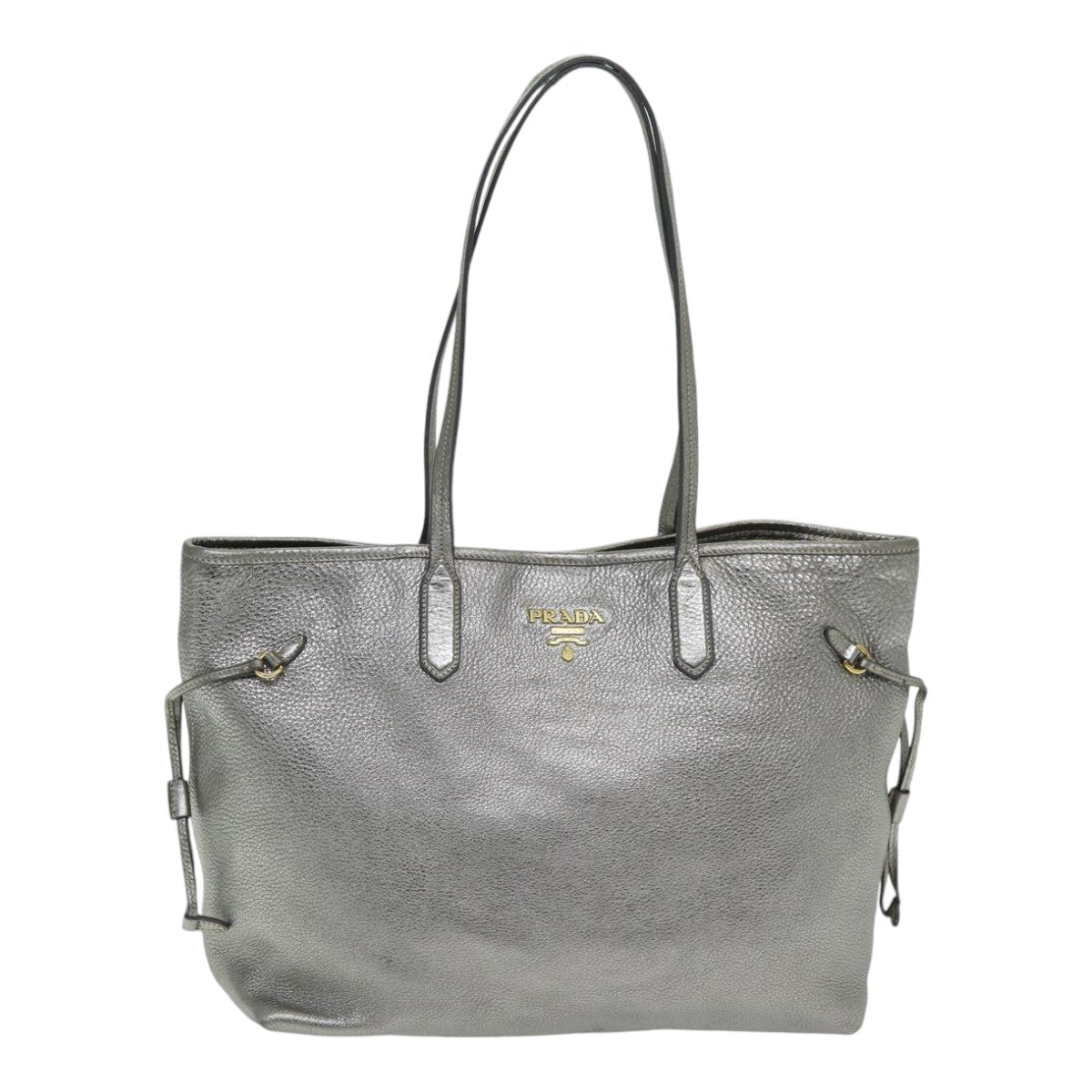 Prada Silver Leather Tote Bag