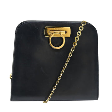 Salvatore Ferragamo Gancini Navy Leather Shoulder Bag