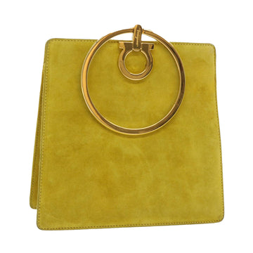 Salvatore Ferragamo Gancini Yellow Suede Handbag 