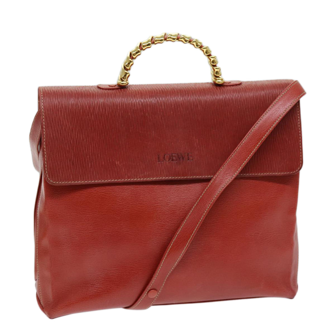 Loewe Burgundy Leather Handbag 