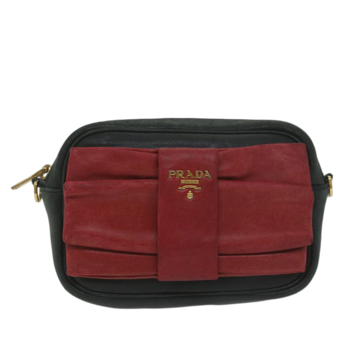 Prada Ribbon Red Leather Clutch Bag