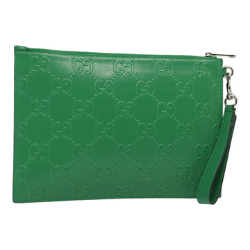 Gucci GG embossé Green Leather Clutch Bag