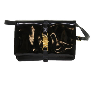 Céline Gancini Black Patent Leather Shoulder Bag