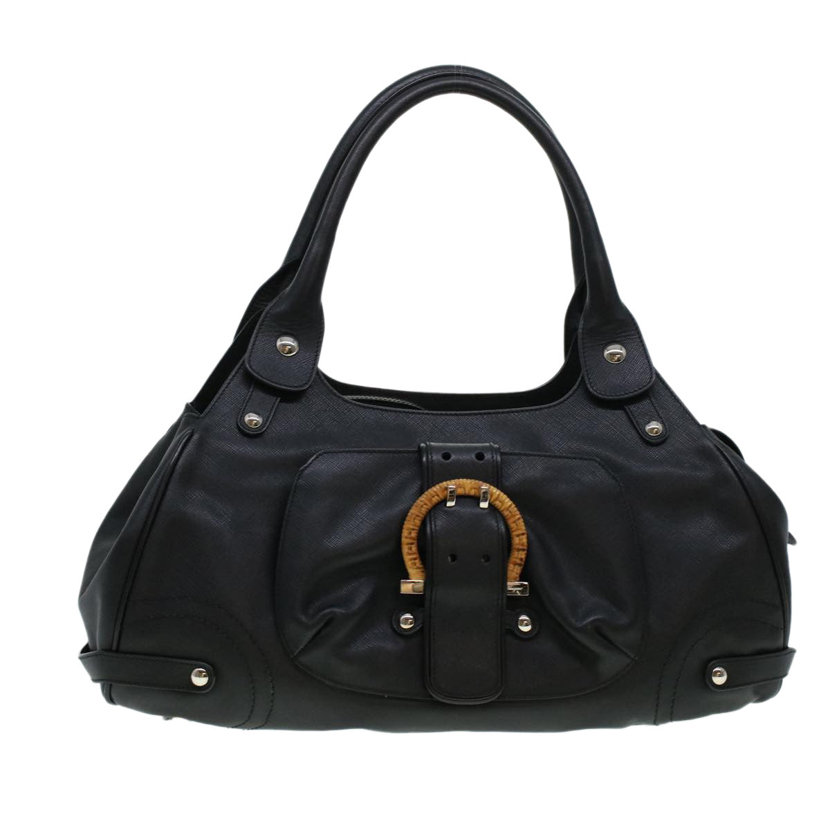 Salvatore Ferragamo Black Leather Shoulder Bag