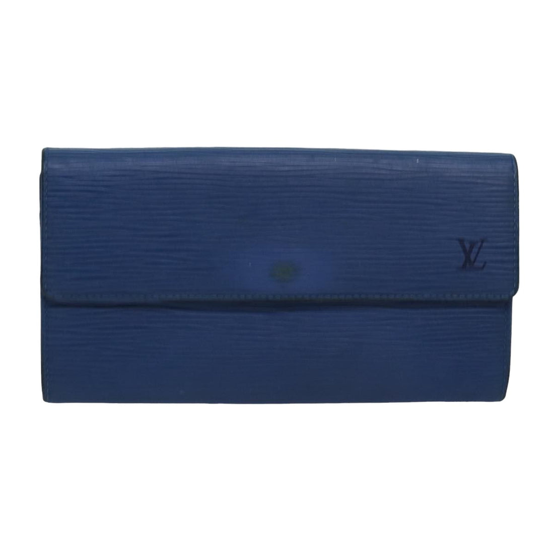 Louis Vuitton Porte Monnaie Credit Blue Leather Wallet 