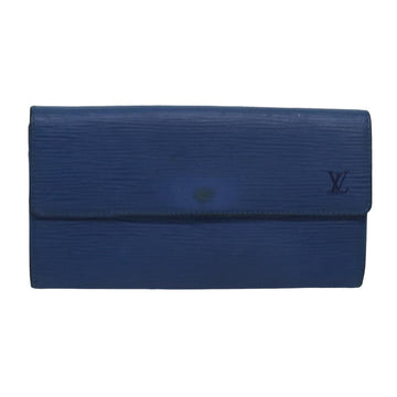 Louis Vuitton Porte Monnaie Credit Blue Leather Wallet 