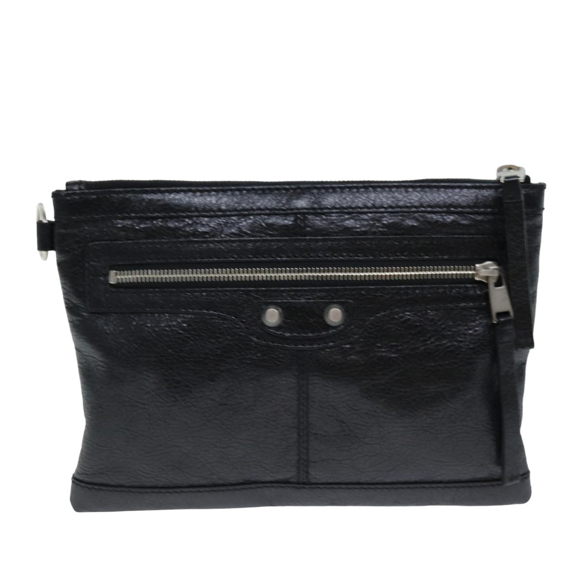 Balenciaga Clip L Black Leather Clutch Bag