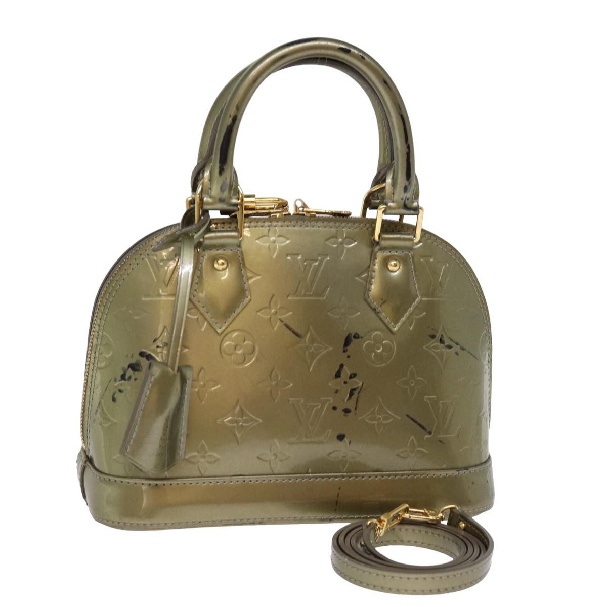 Louis Vuitton Alma BB Khaki Patent Leather Handbag 