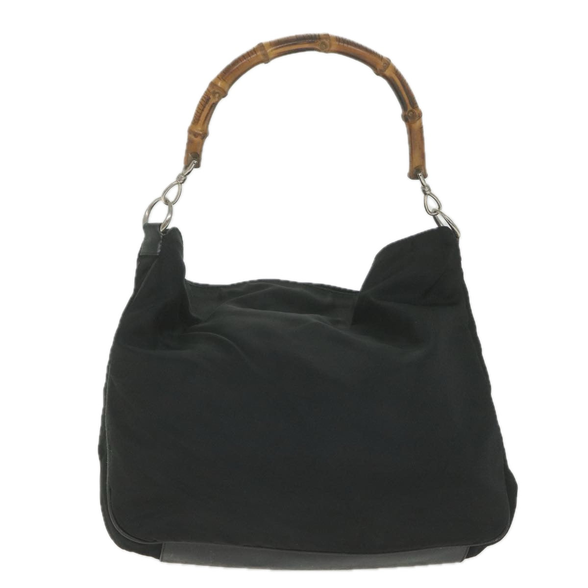 Gucci Bamboo Black Canvas Shoulder Bag