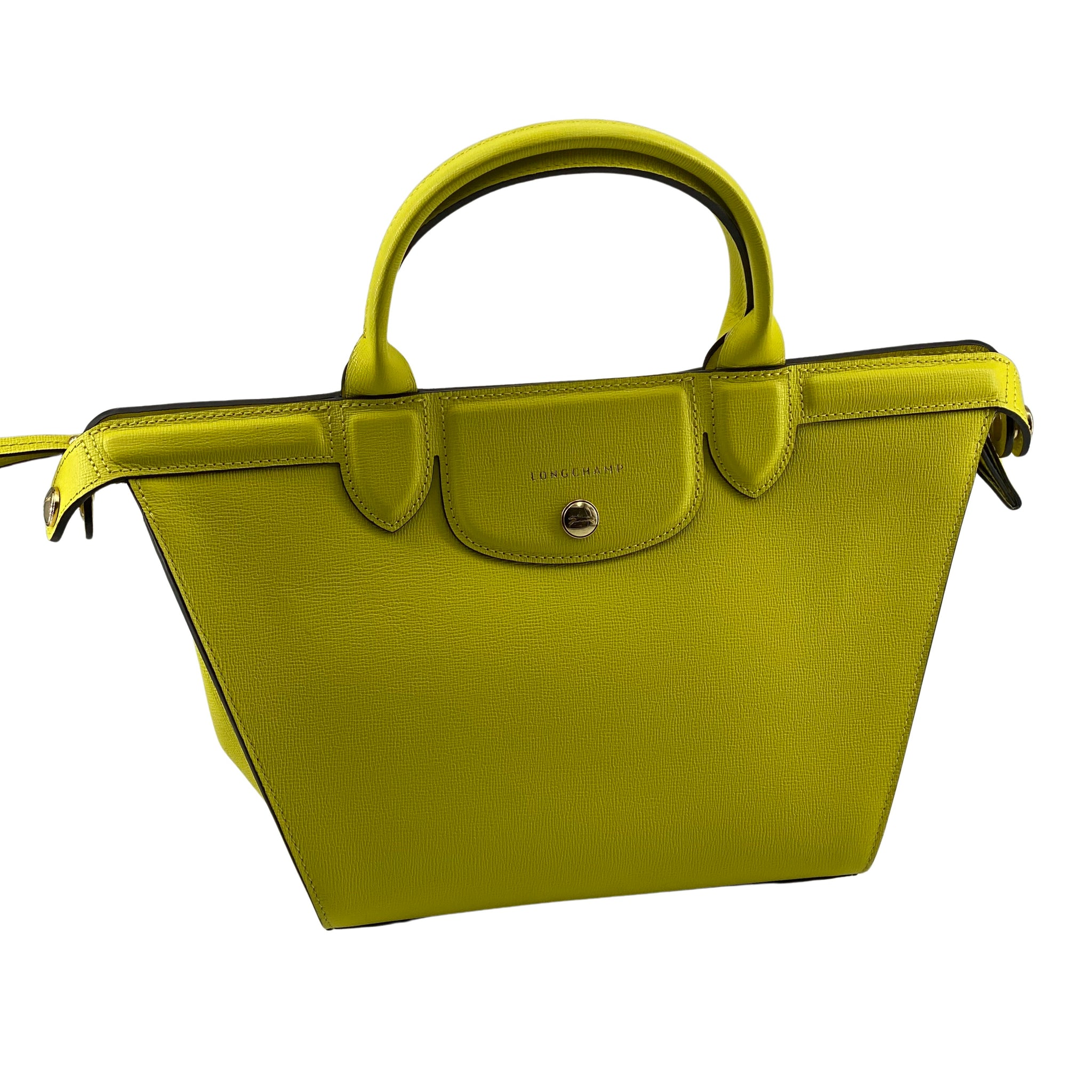 Longchamp Le Pliage Yellow Leather Handbag 