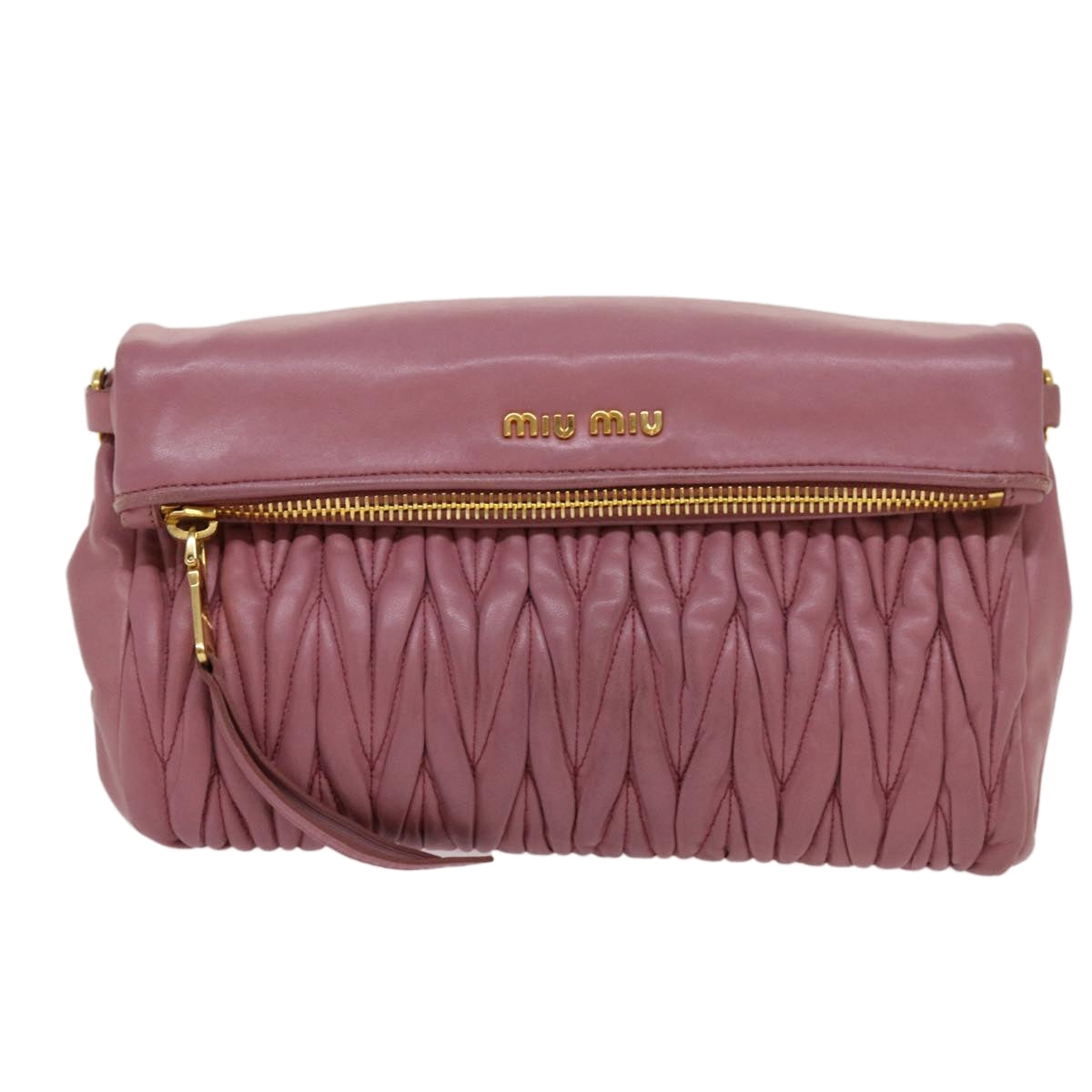 Miu Miu Matelassé Pink Leather Clutch Bag