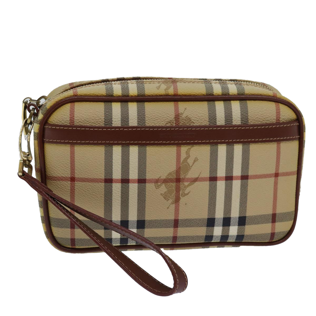 Burberry Nova Check Beige Leather Clutch Bag