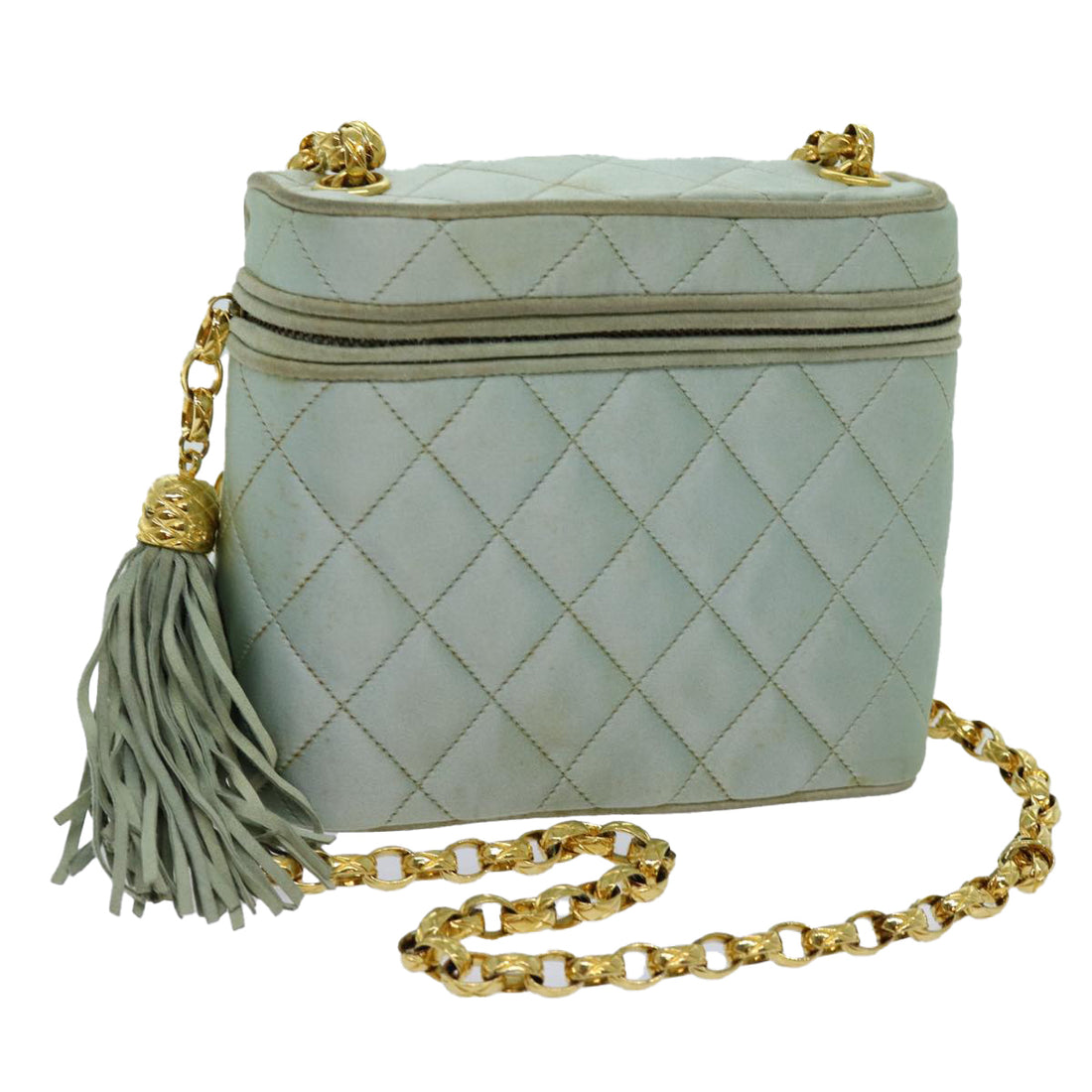 Chanel Matelassé Blue Synthetic Shoulder Bag