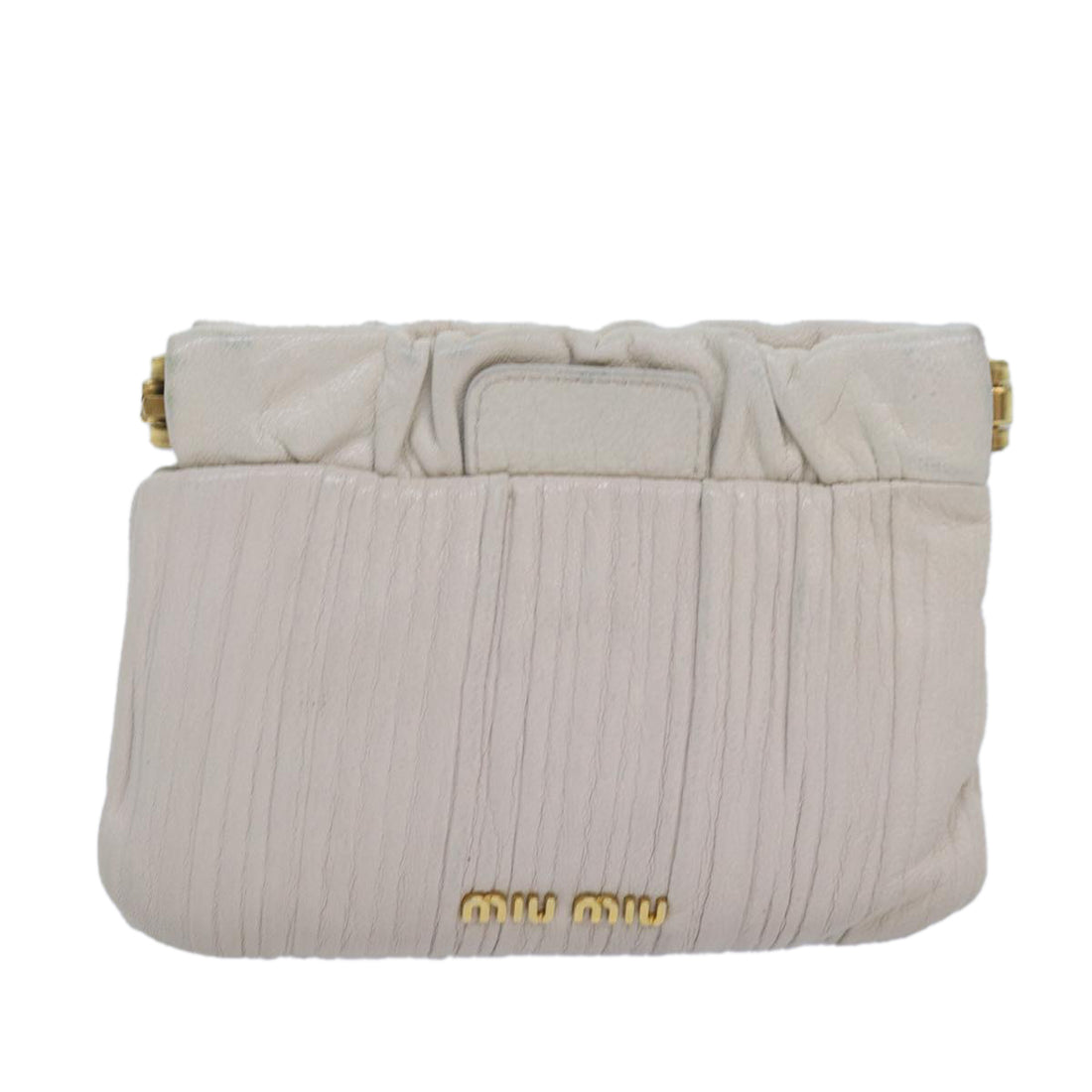 Miu Miu Matelassé White Leather Clutch Bag