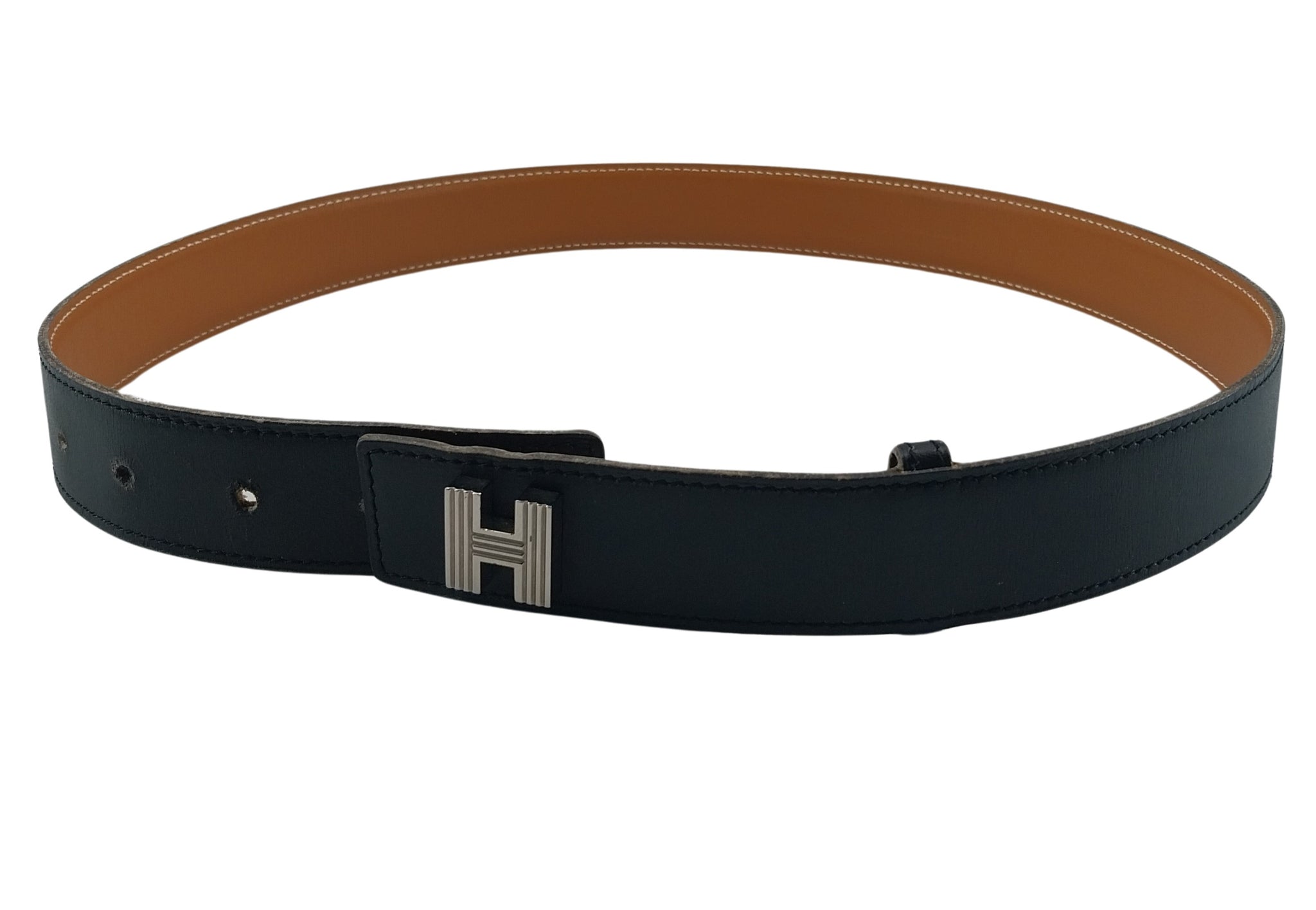 Hermès H Black Leather Belt 