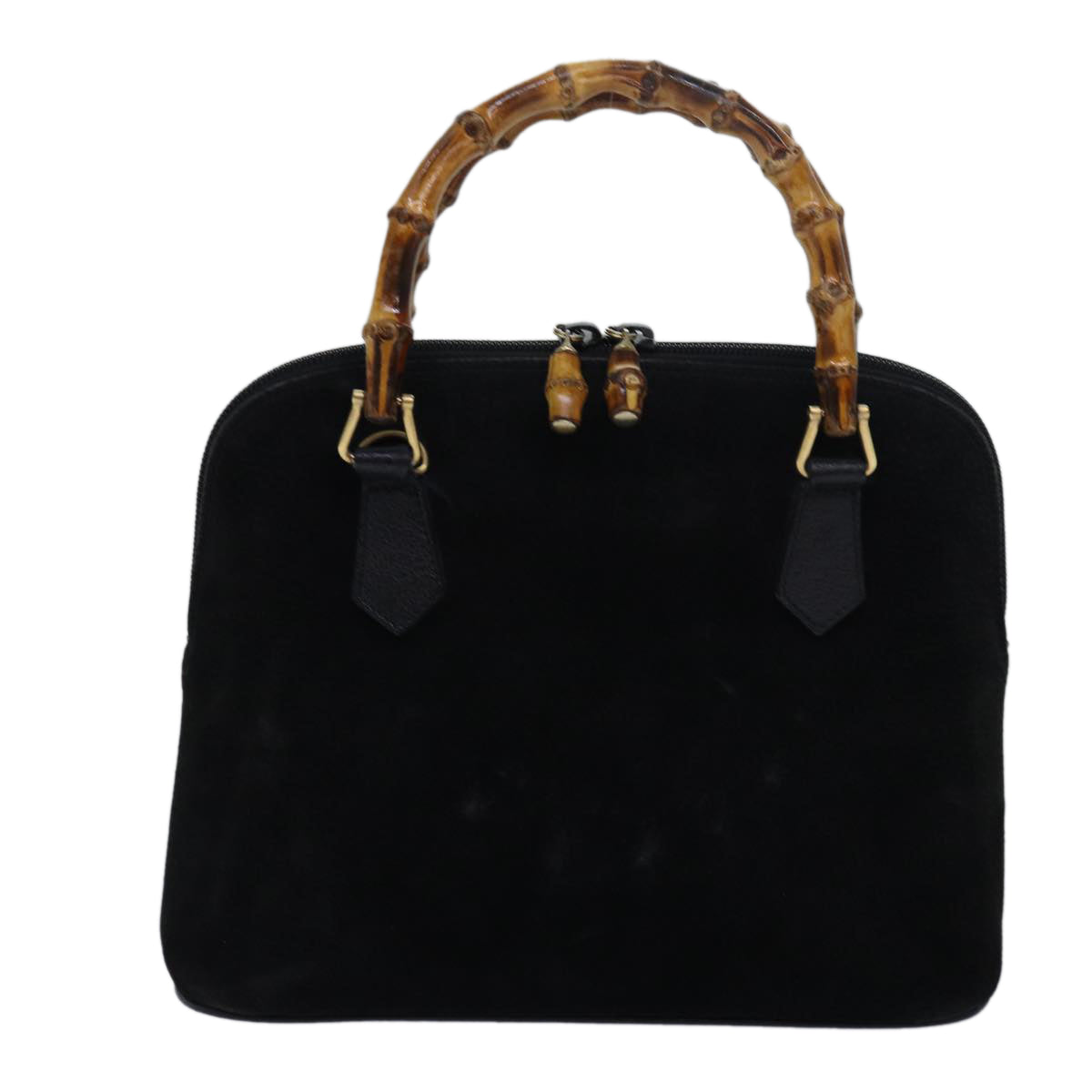 Gucci Bamboo Black Suede Handbag 