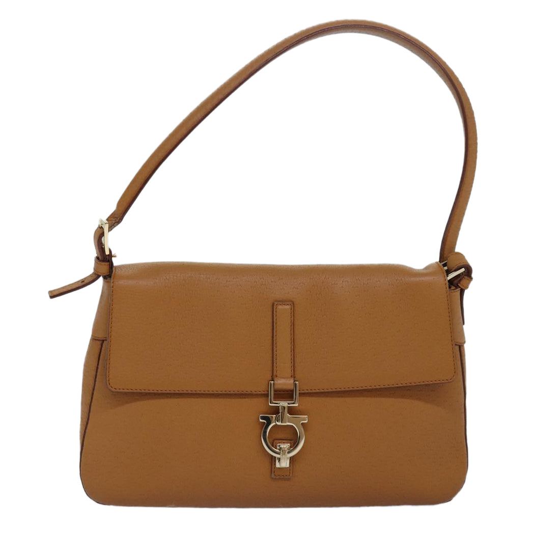 Salvatore Ferragamo Gancini Brown Leather Shoulder Bag