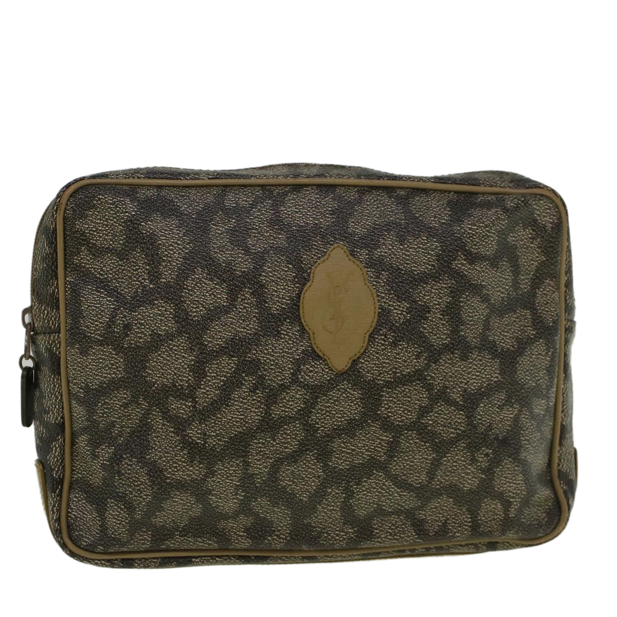 Yves Saint Laurent Grey Canvas Clutch Bag