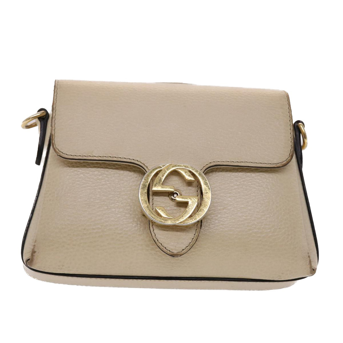 Gucci Interlocking White Leather Shoulder Bag