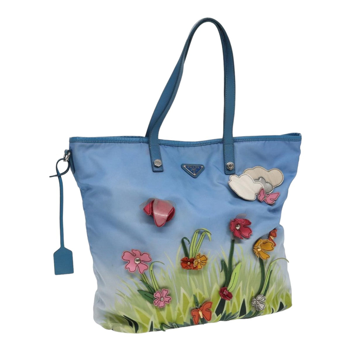 Prada Garden City Blue Synthetic Tote Bag