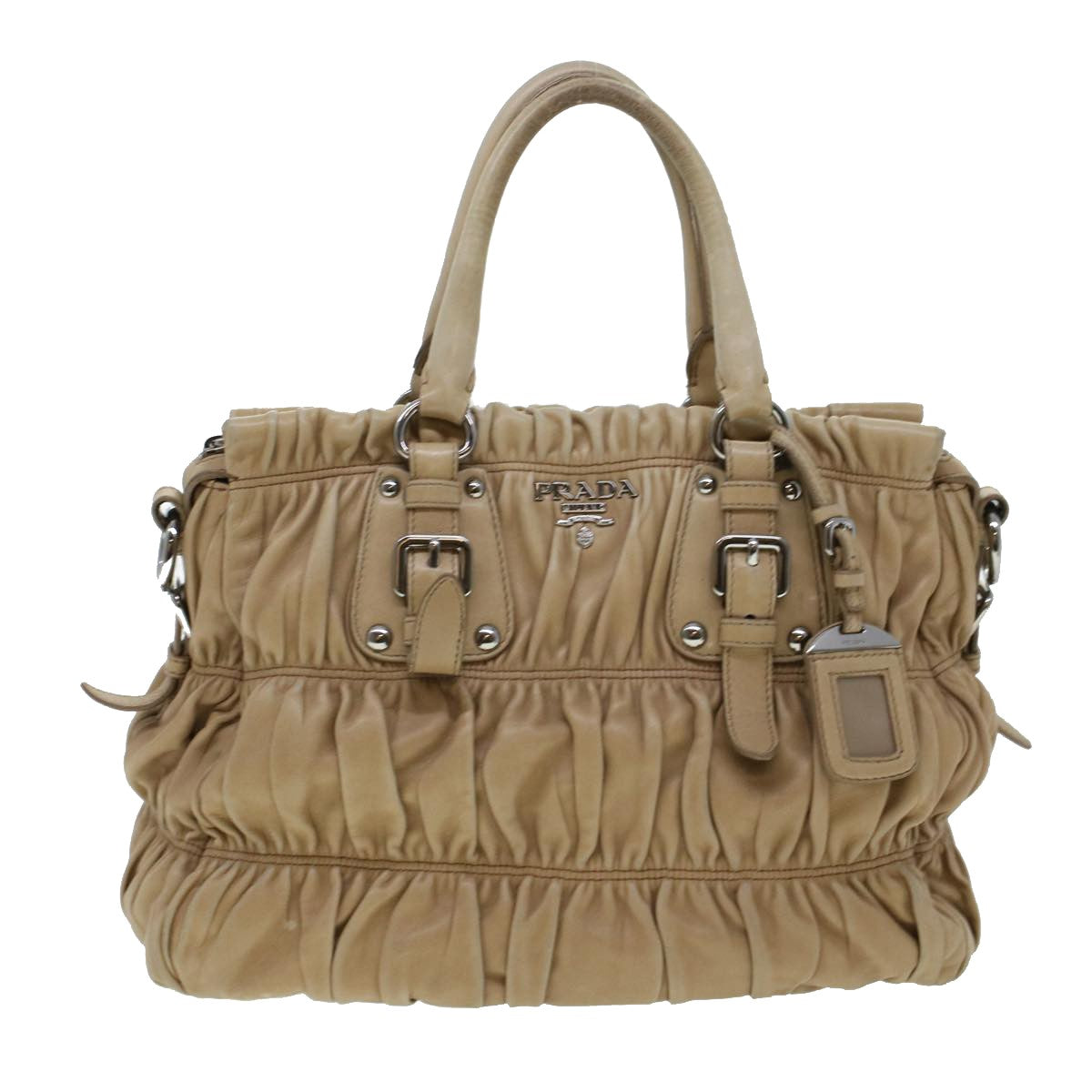 Prada Gaufre Beige Leather Shoulder Bag